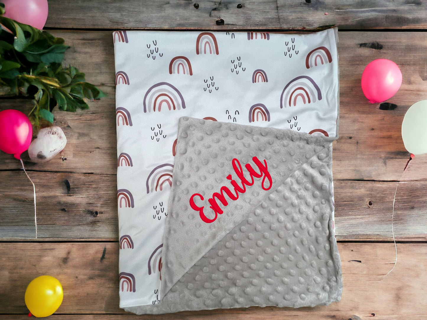 Minky Blanket with Rainbows