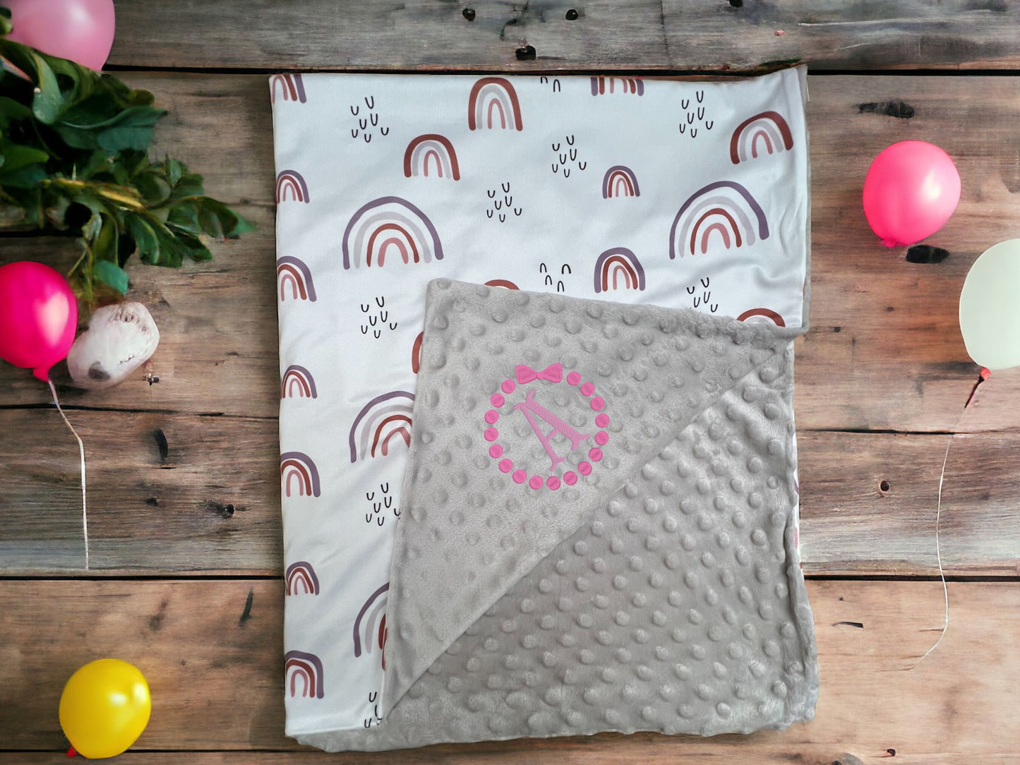 Minky Blanket with Rainbows