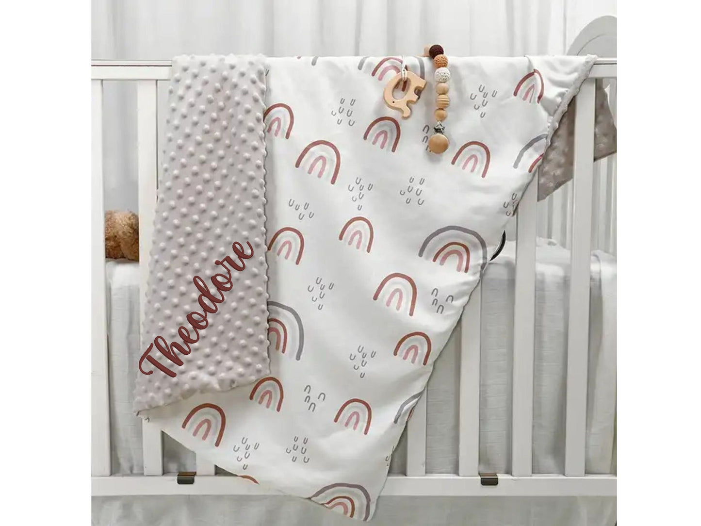 Minky Blanket with Rainbows
