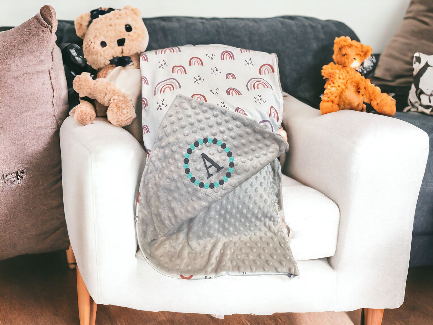 Minky Blanket with Rainbows