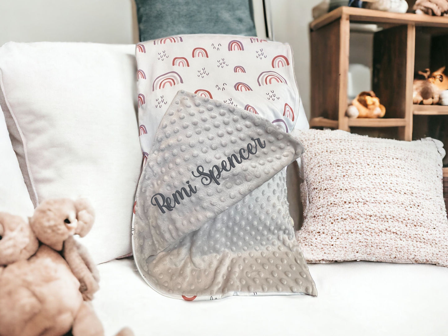 Minky Blanket with Rainbows