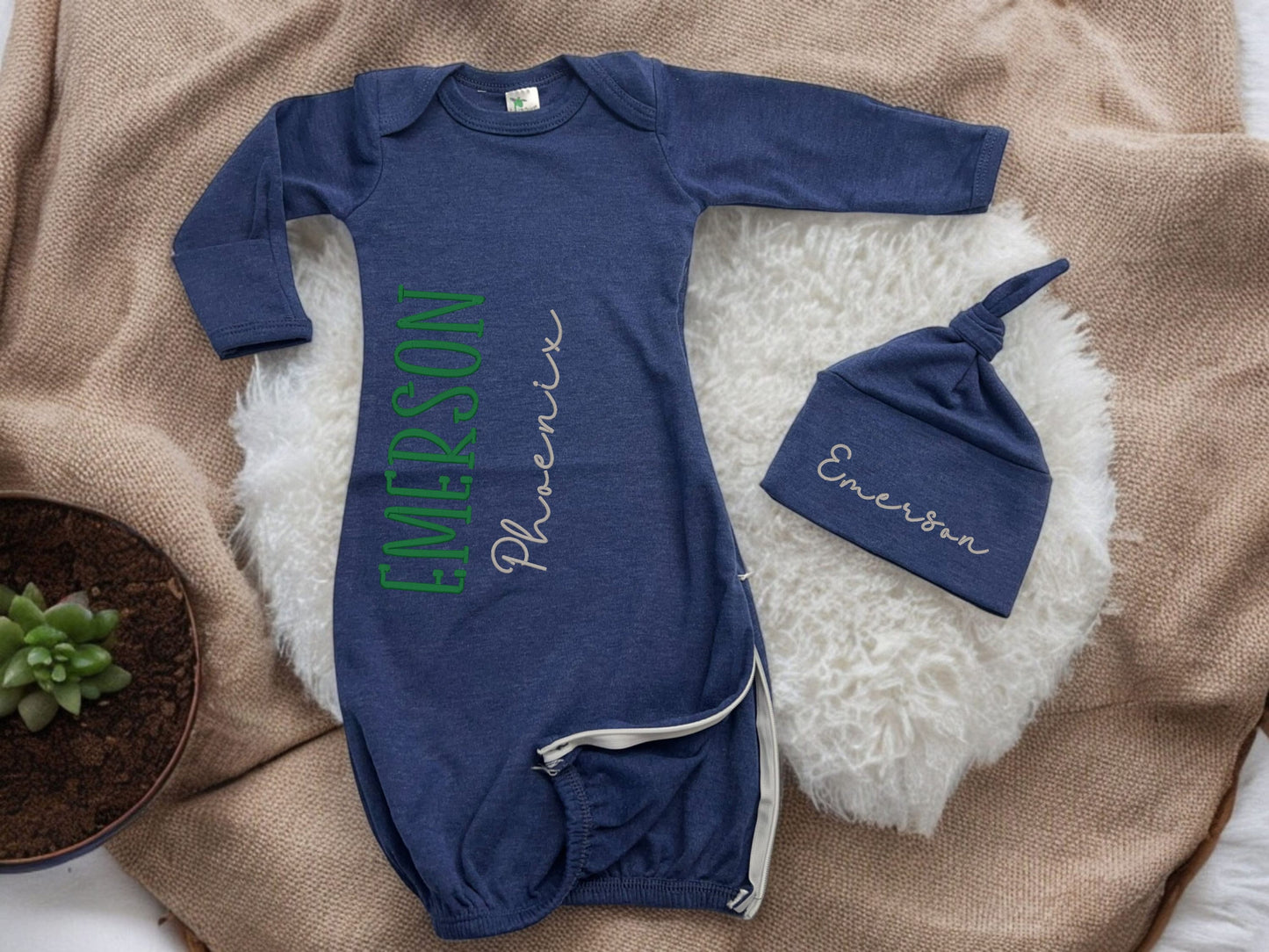 Baby gown with hat