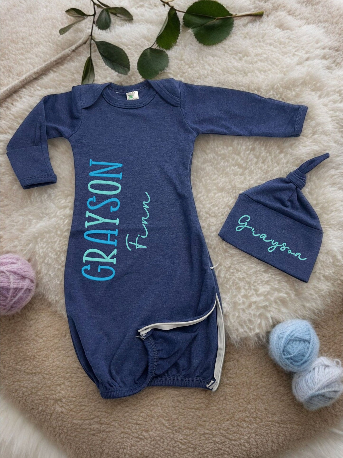 Baby gown with hat