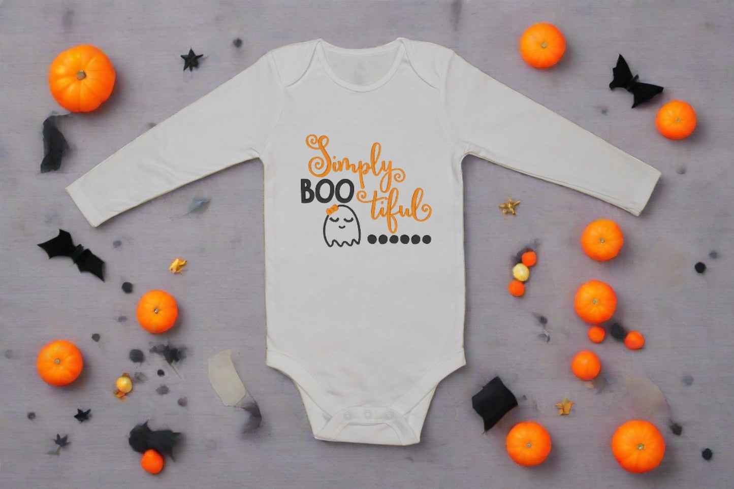 BOOtiful Halloween embroidered baby body suit