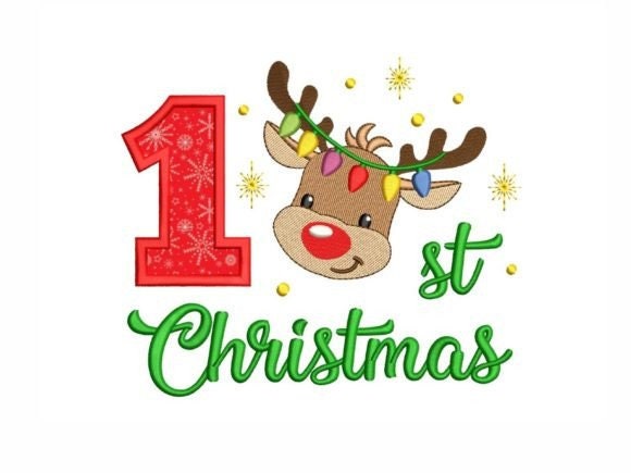 First Christmas embroidered baby onesie