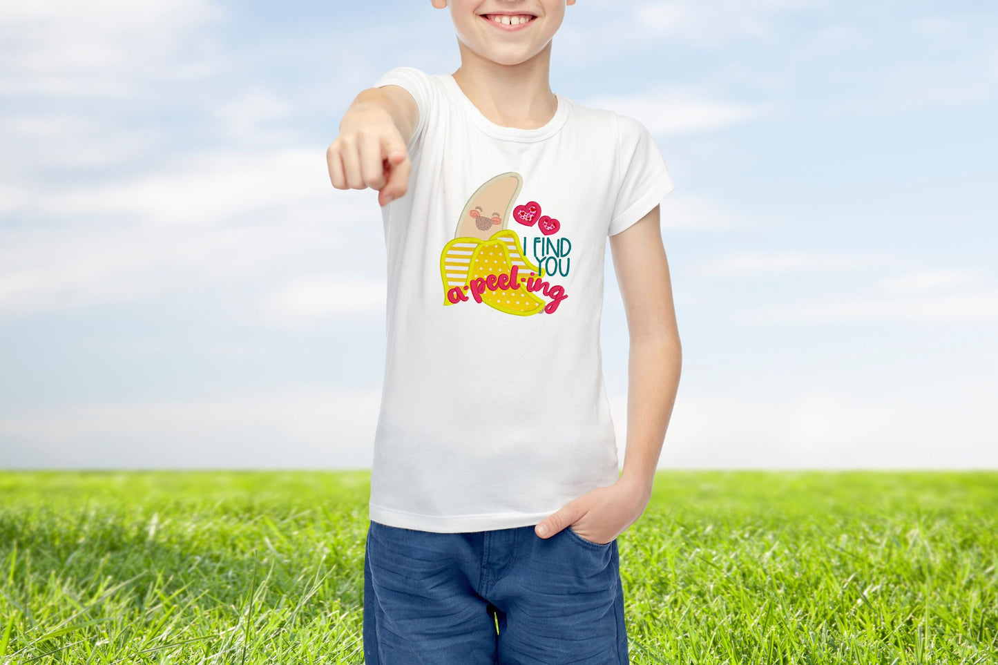 Valentine's day Banana embroidered outfit
