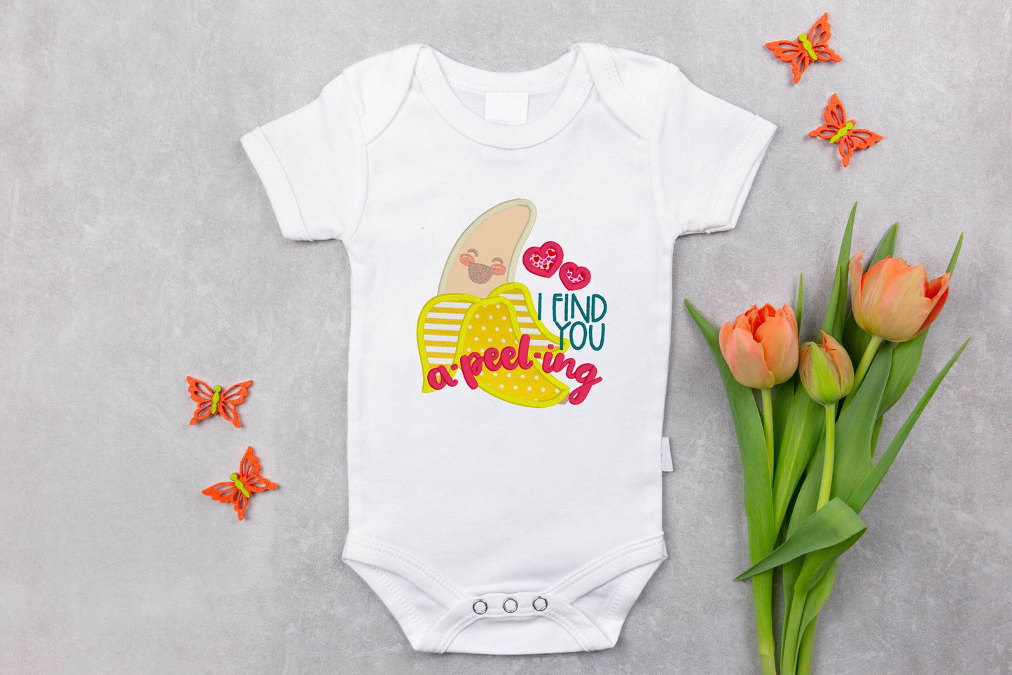 Valentine's day Banana embroidered outfit