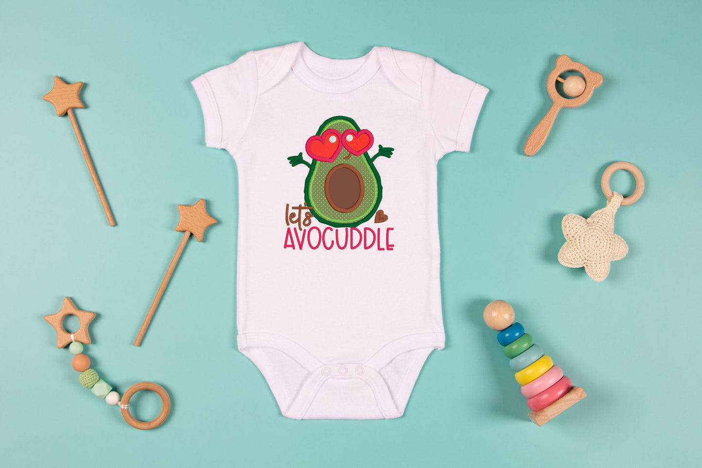 Valentine's Day Avocuddle embroidered outfit