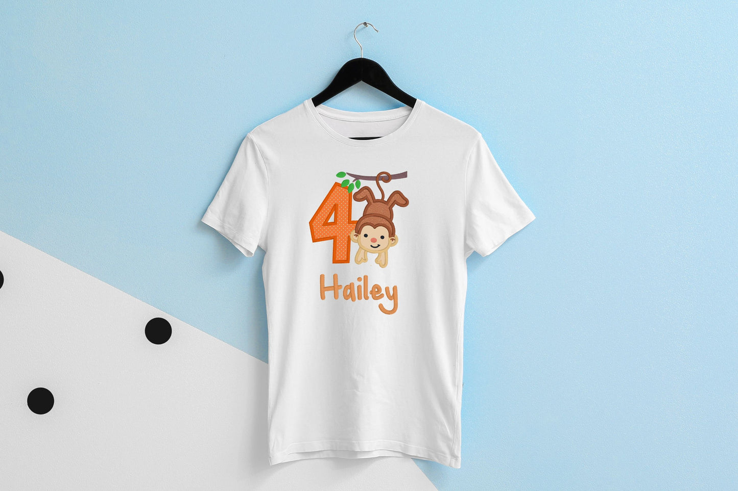 Birthday Monkey Embroidered Shirt