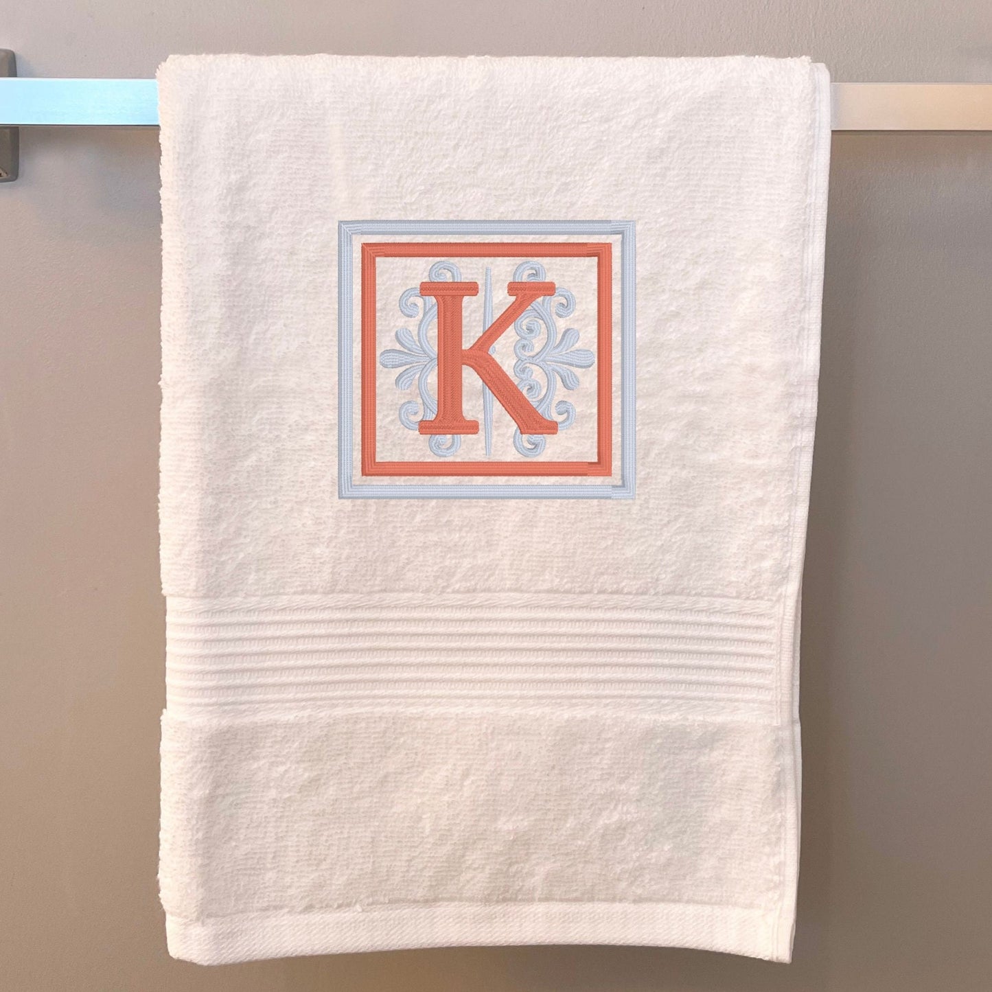 Monogramed embroidered hand towel