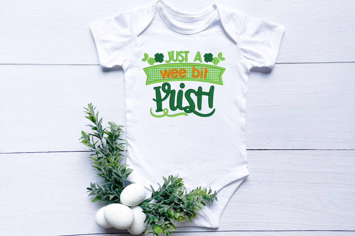 Just A Wee Bit Irish embroidered kids shirt