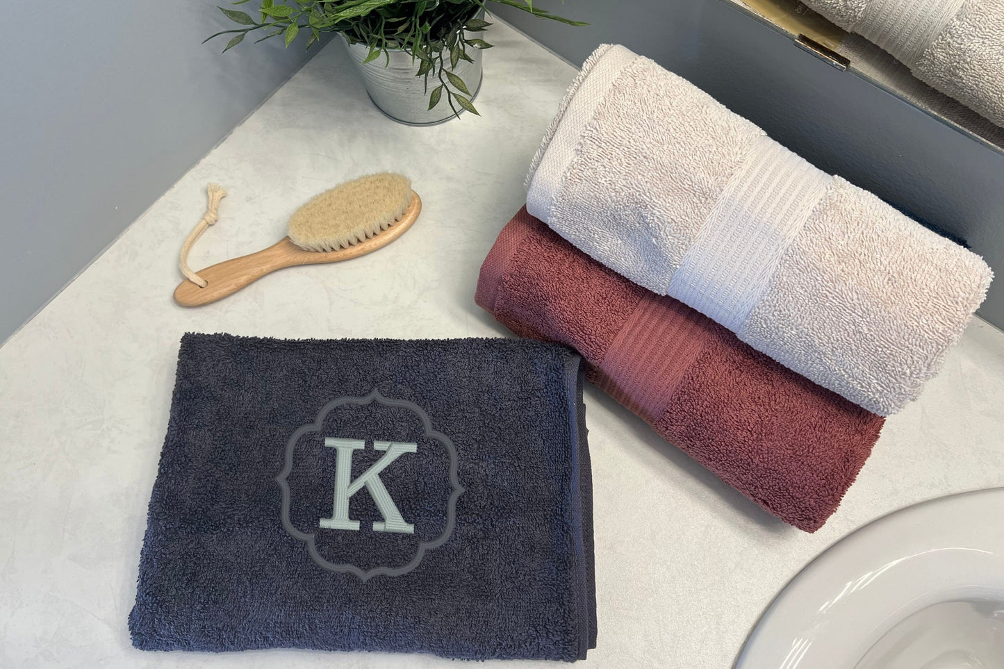 Custom embroidered monogram towel