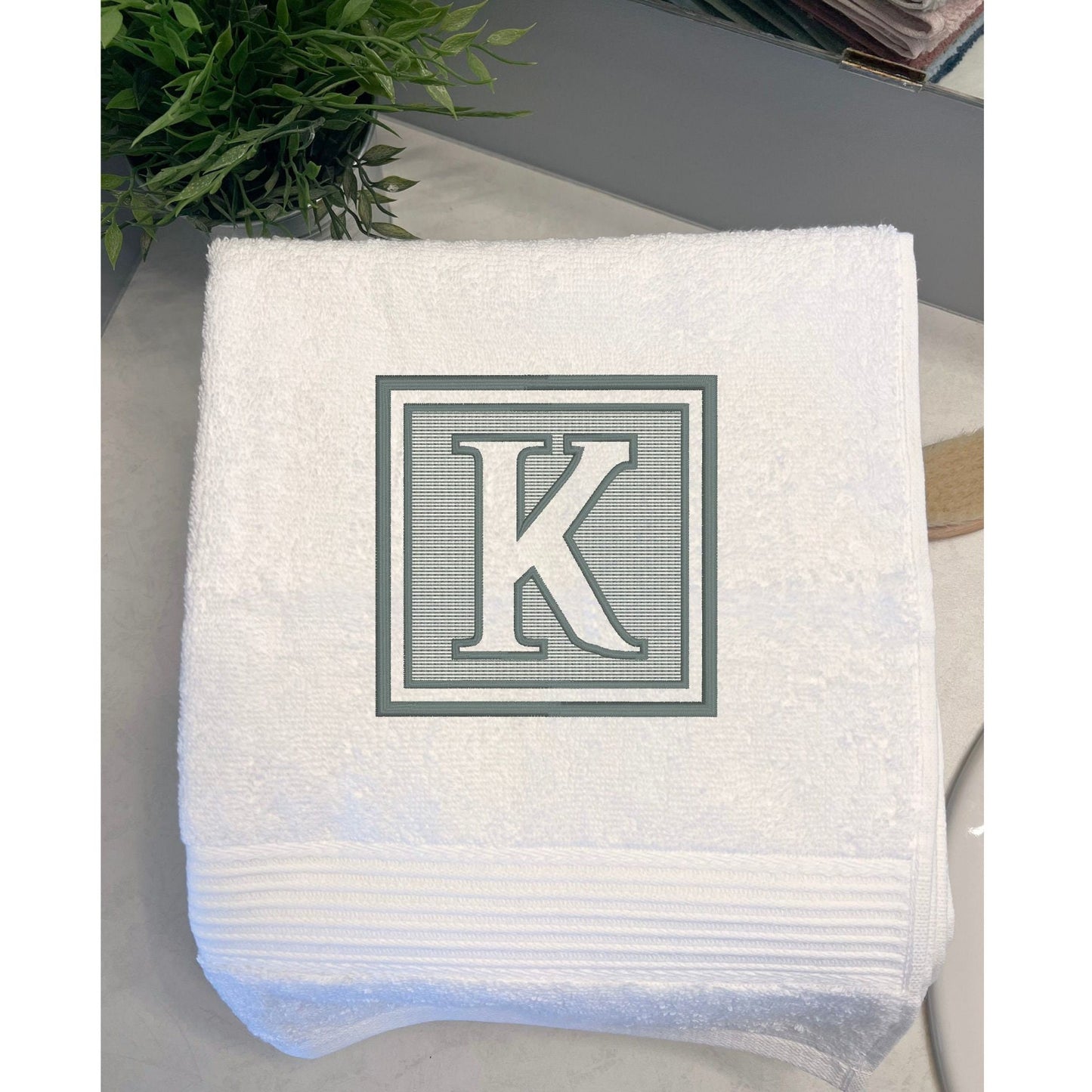 Custom embroidered monogram towel
