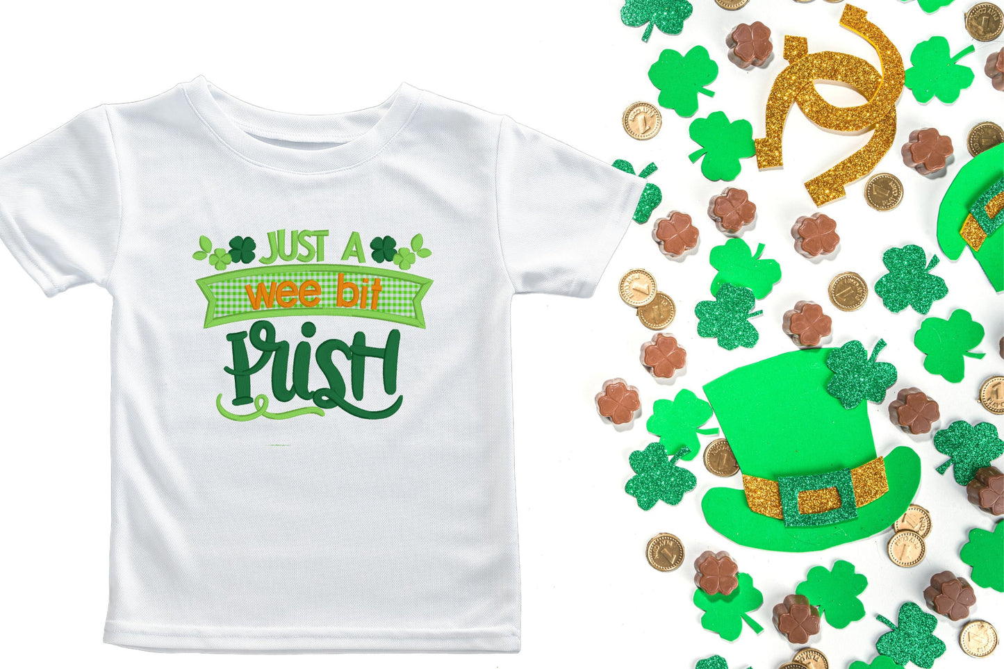 Just A Wee Bit Irish embroidered kids shirt