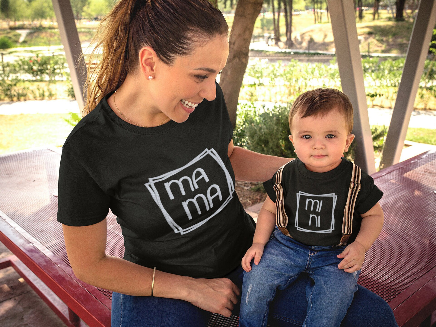 Mama and Mini Embroidered shirts; Onesie and T-shirt Mama and Mini duo