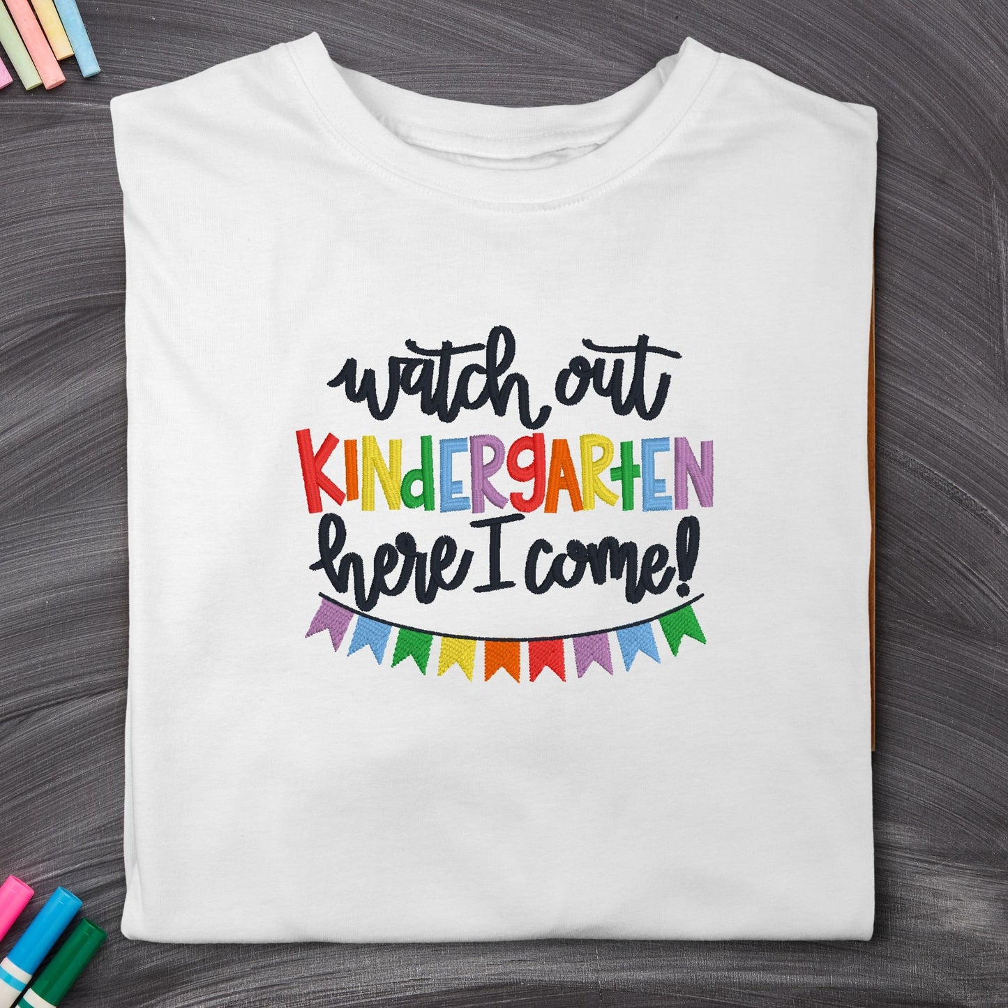 Watch Out Kindergarten Embroidered T-shirt
