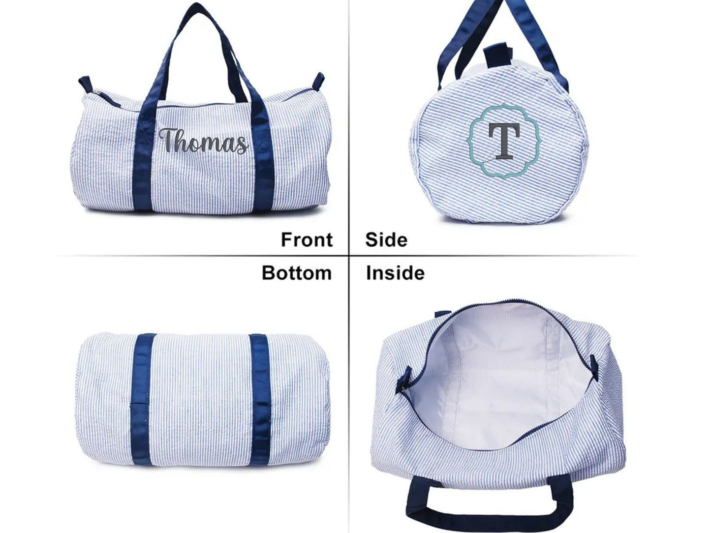 Personalized Seersucker Kids Travel Bag