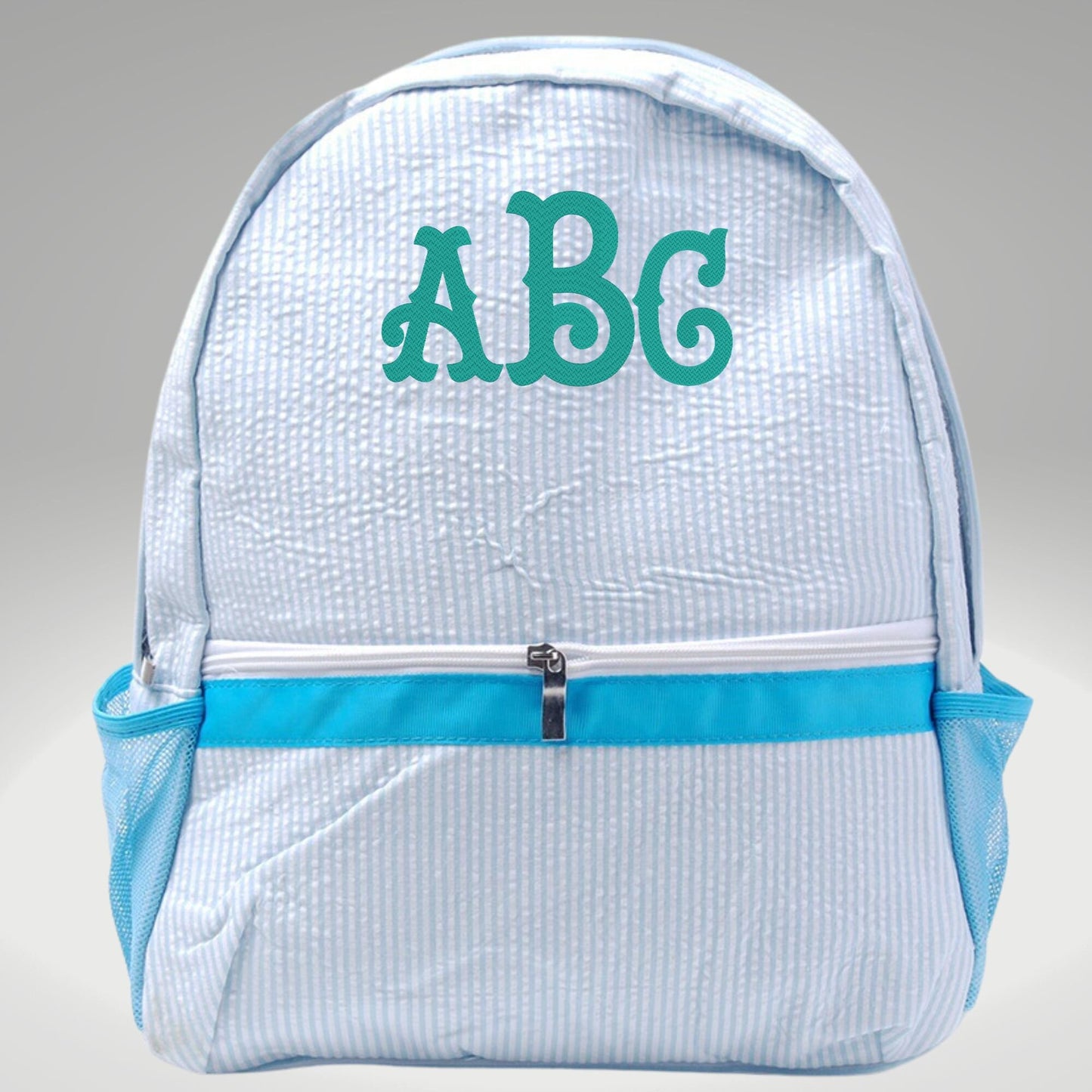 Personalized Embroidered Seersucker Backpack