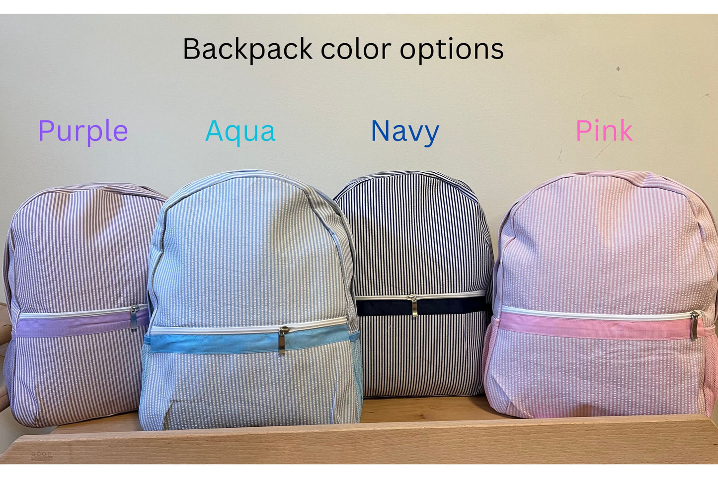 Personalized Embroidered Seersucker Backpack
