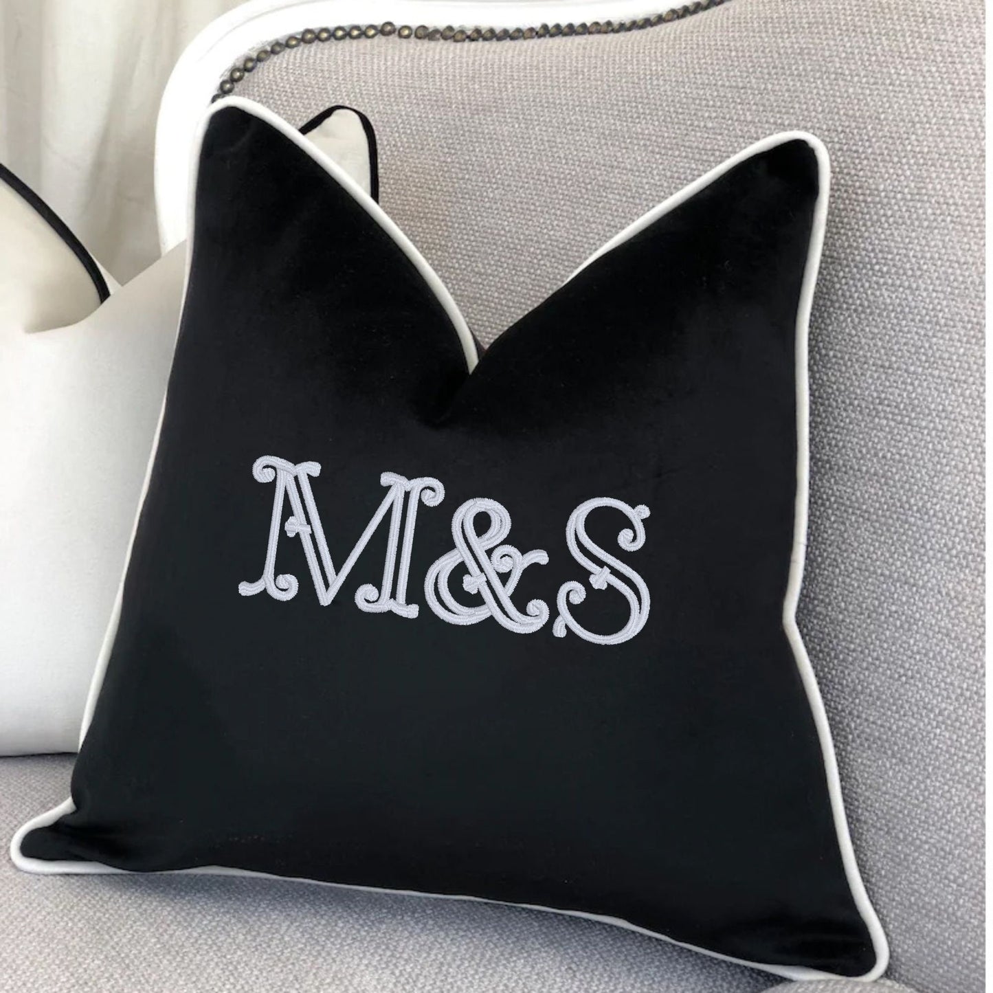 Custom Embroidered Message Luxury Velvet Pillow