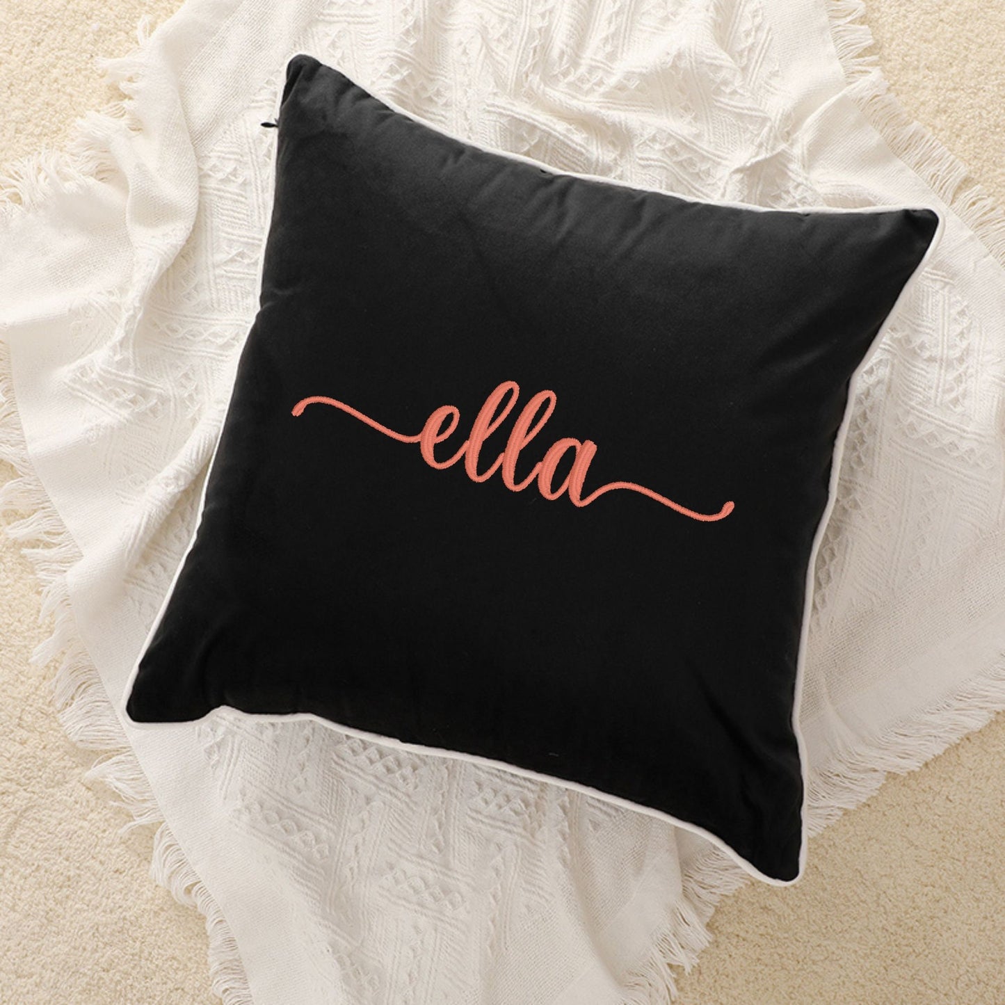 Custom Embroidered Message Luxury Velvet Pillow