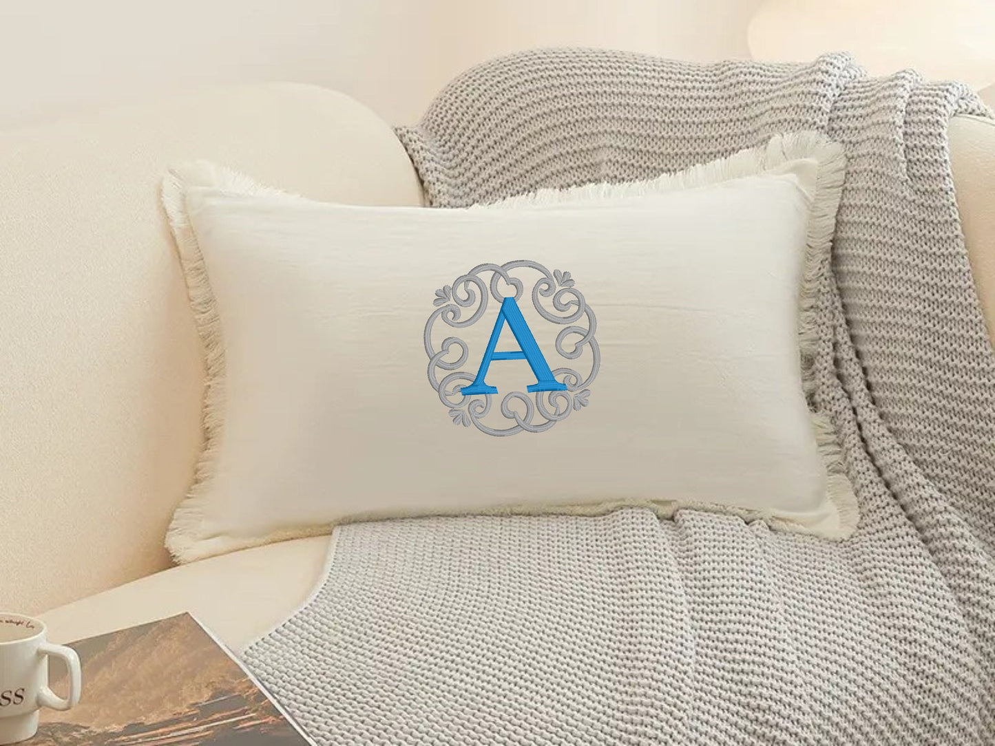 Custom Message Embroidered Throw Pillow with Tassels