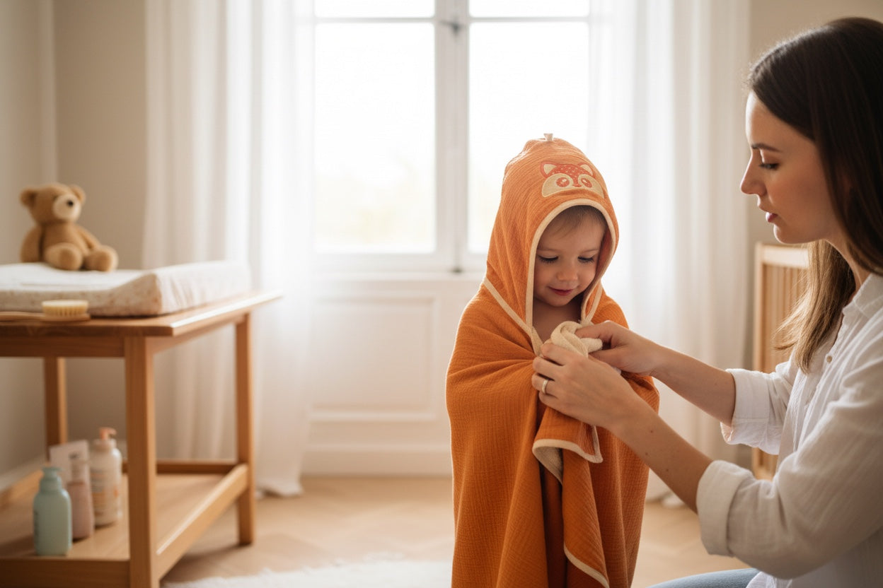 Kids Hooded Towel with Animal Peeking