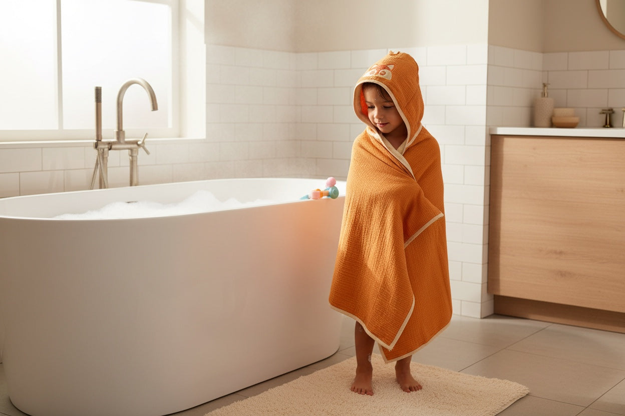 Kids Hooded Towel with Animal Peeking