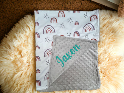 Minky Blanket with Rainbows