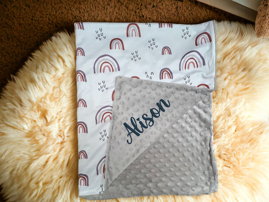 Minky Blanket with Rainbows