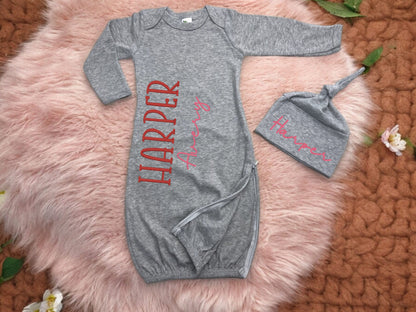 Baby gown with hat