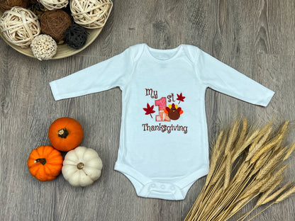 My First Thanksgiving embroidered baby onesie