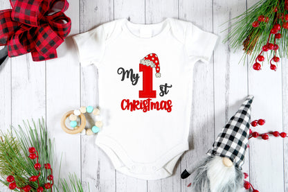 My First Christmas embroidered baby onesie