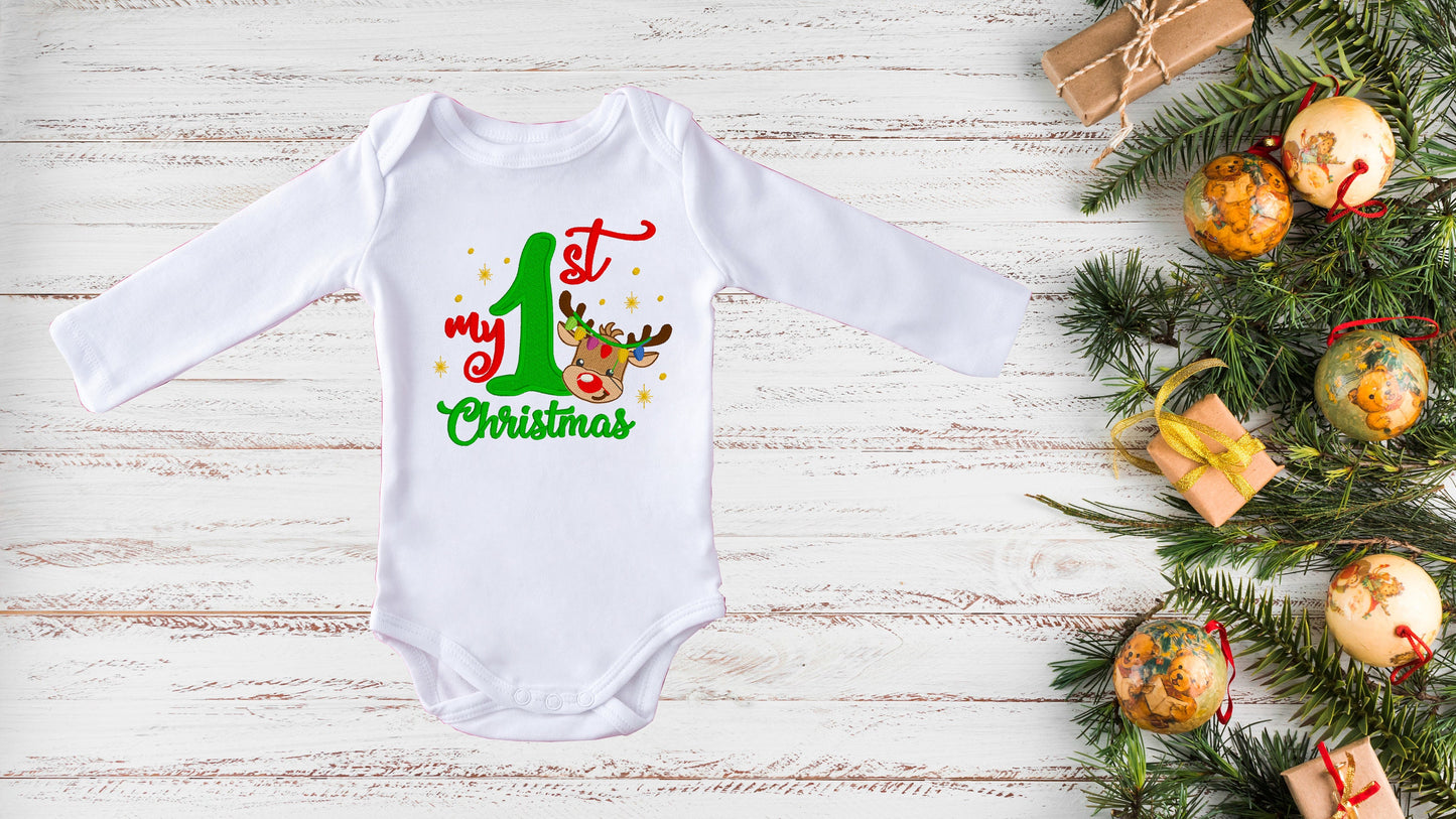 My First Christmas embroidered baby onesie