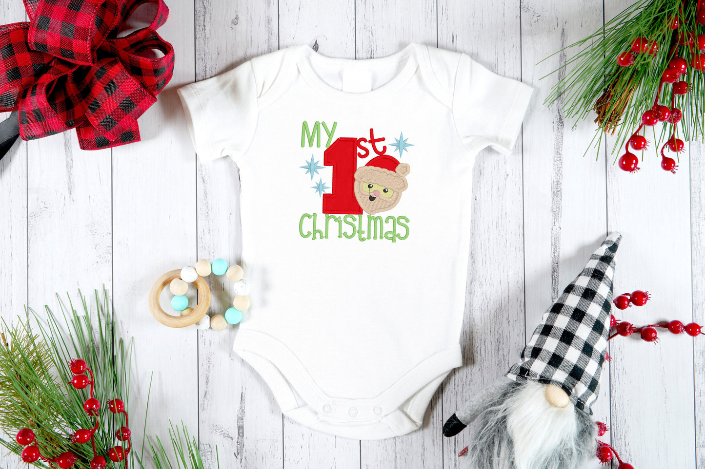 My First Christmas embroidered baby onesie