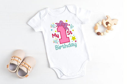 My 1st Birthday with a Bow Embroidered Baby Onesie