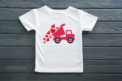 Valentine's day Dump Truck with hearts embroidered outfit