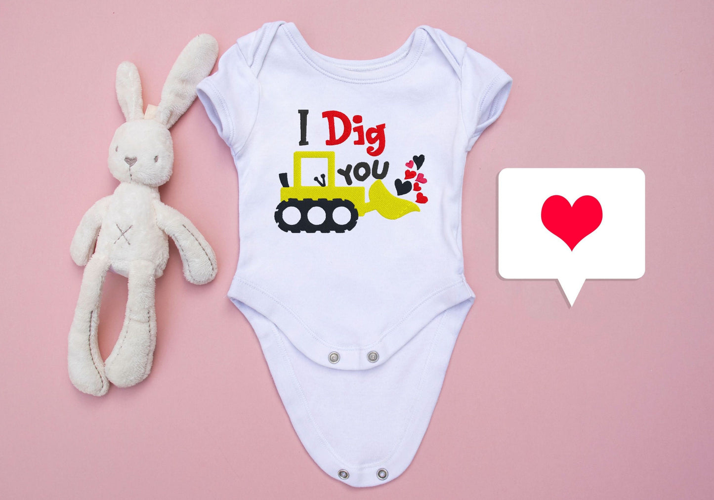 Valentine's Day I Dig You embroidered outfit