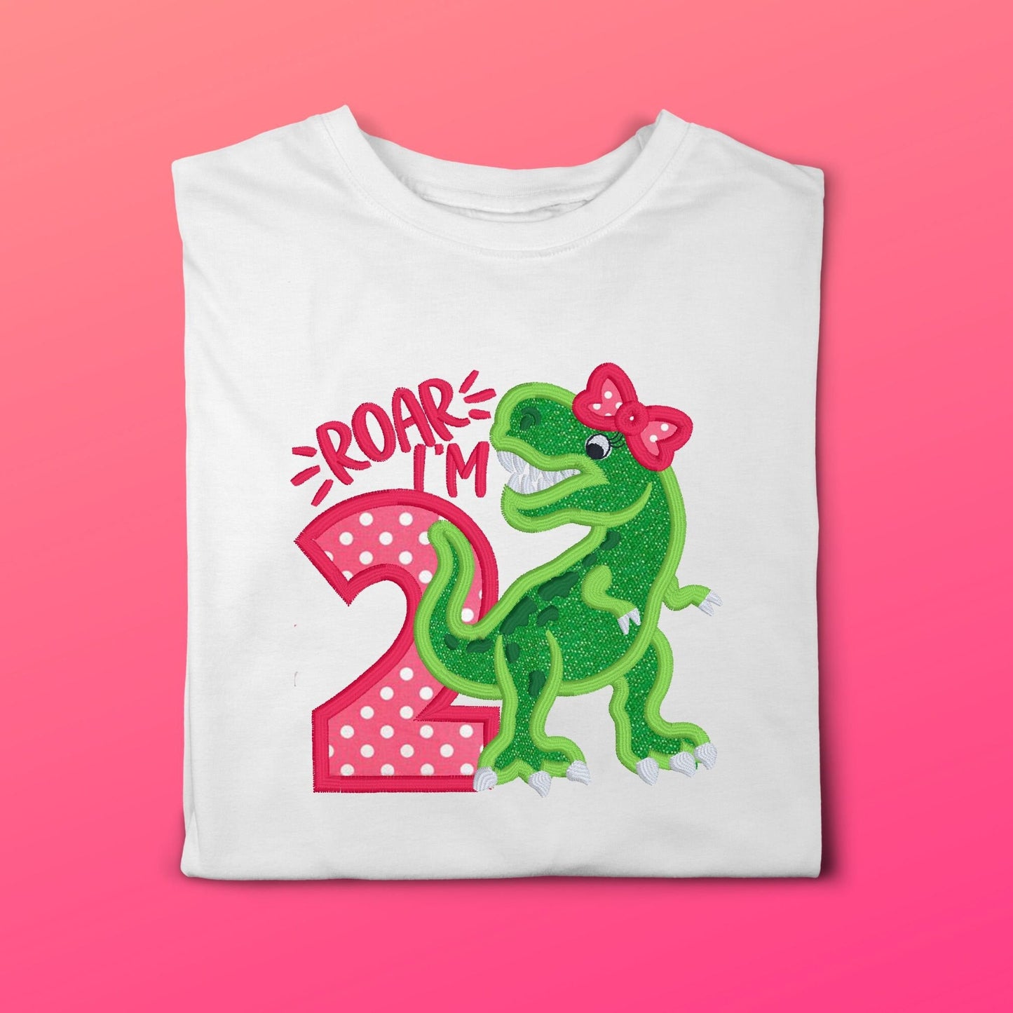 Dinosaur Roar Birthday Girl Embroidered Shirt