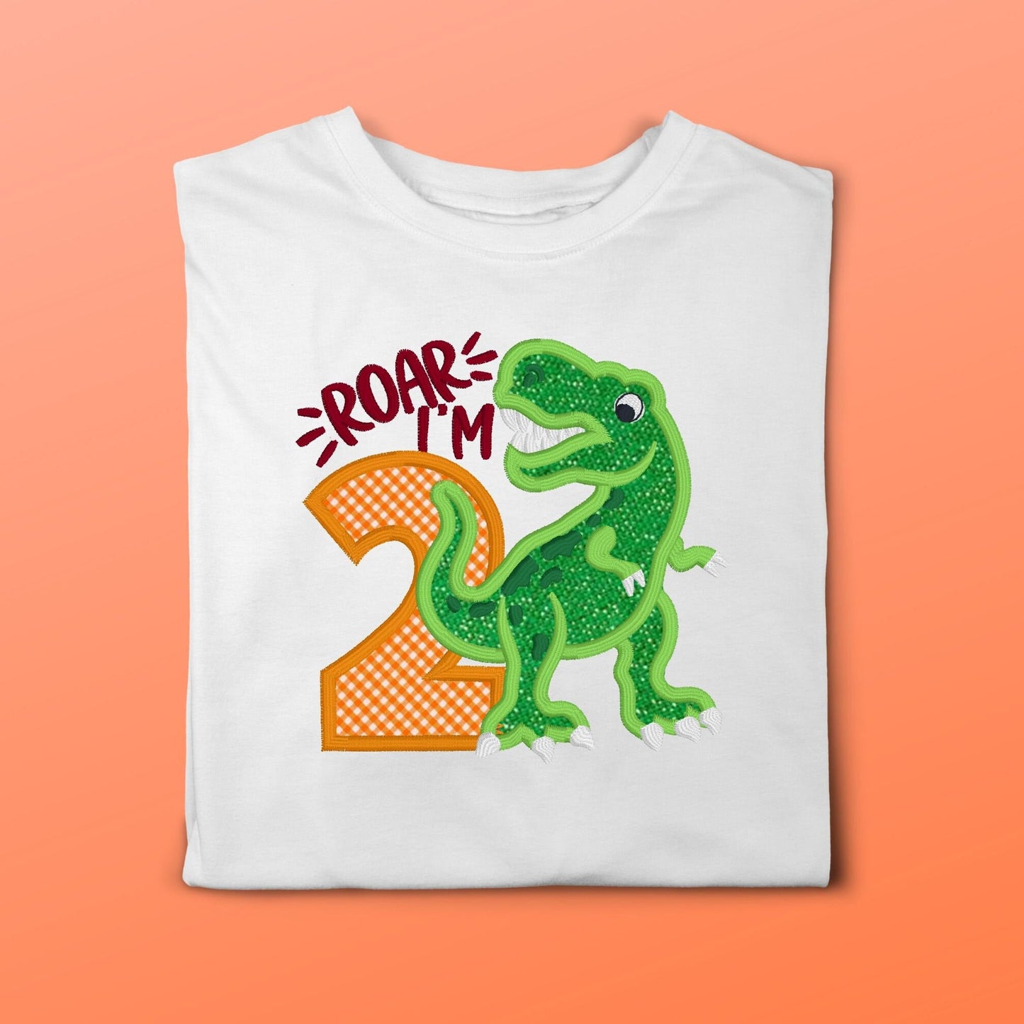 Dinosaur Roar Birthday Boy Embroidered Shirt