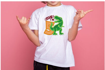 Dinosaur Roar Birthday Boy Embroidered Shirt