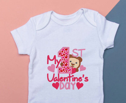 1st Valentine's Day embroidered bodysuit