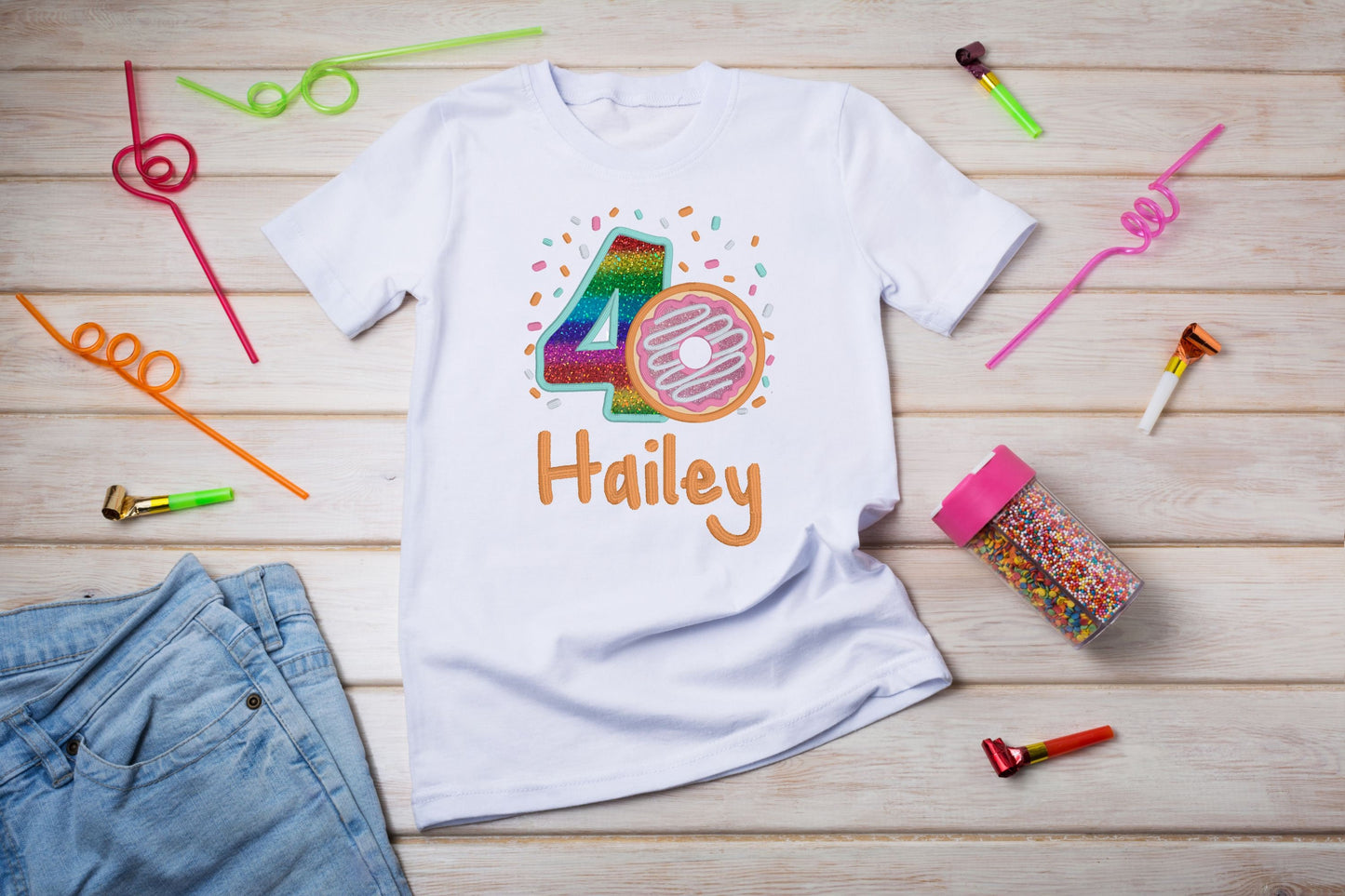 Birthday Doughnut baby/kids Shirt with Name