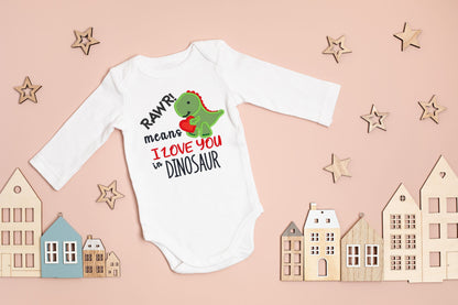 Valentine's Day Dinosaur Rawr embroidered outfit