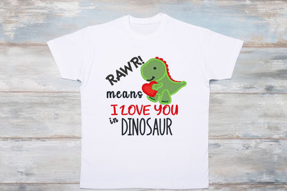 Valentine's Day Dinosaur Rawr embroidered outfit