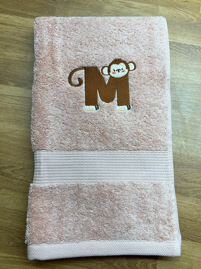 Monogram kids towel animal theme