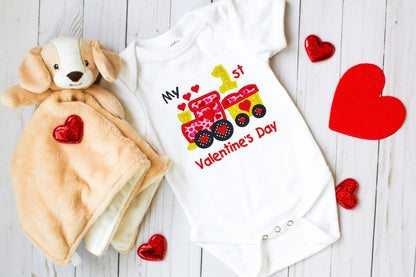 My 1st Valentine's Day embroidered baby onesie