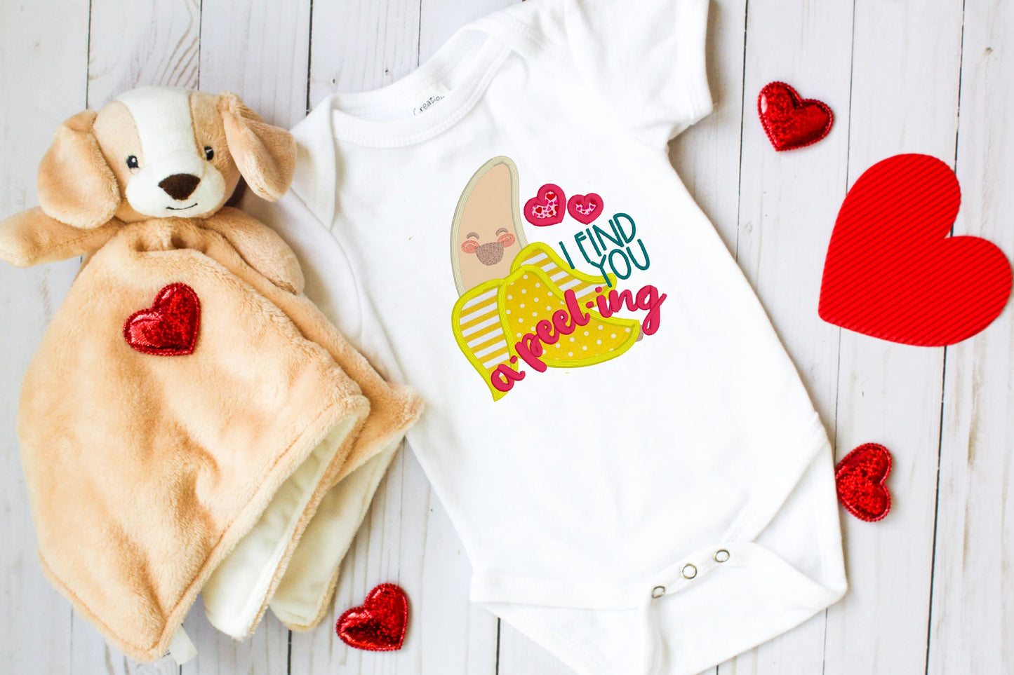 Valentine's day Banana embroidered outfit