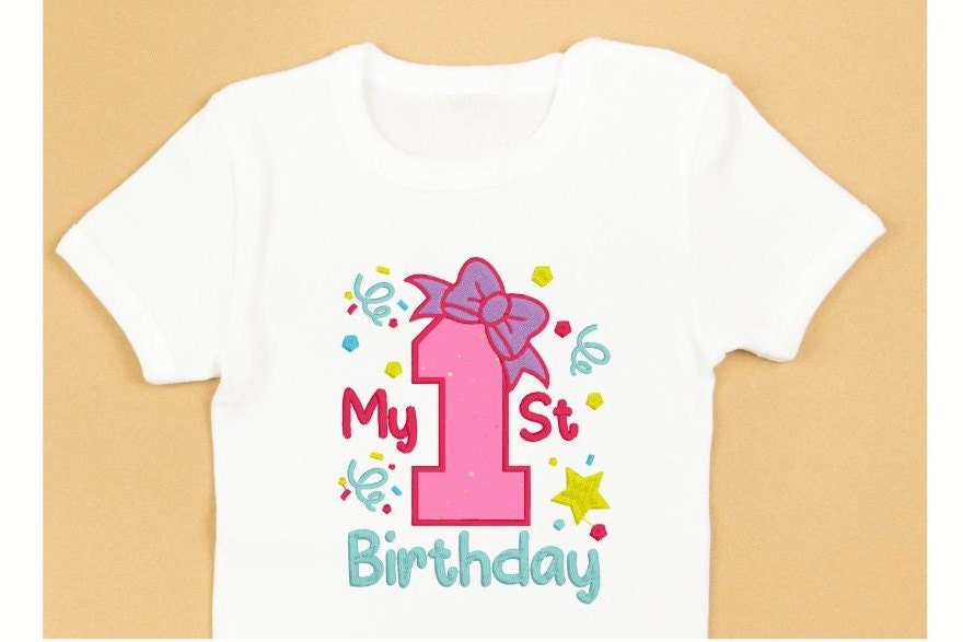 My 1st Birthday with a Bow Embroidered Baby Onesie