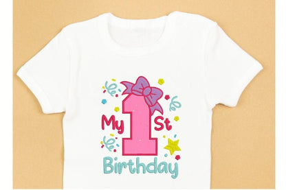My 1st Birthday with a Bow Embroidered Baby Onesie